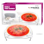 New Double Food Dish Warmer Chafing Chrome Oval Plate Burner Heat Warm + 2 Free Candle | Warm 2 Plates at Once | Keep Food Warm ON Table | Long Lasting