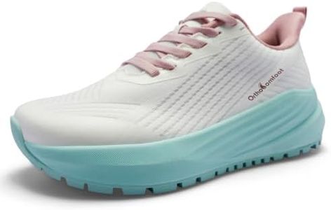 OrthoComfoot Women's Orthopedic Wide Arch Support Trail Running Sneakers, Plantar Fasciitis Flat Feet Comfortable Athletic Shoes, Diabetic Non Slip Hiking Shoes, Pink White Size 7