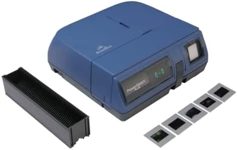 Pacific Image PowerSlide X Plus 35mm Slide Scanner. Auto Batch Scan Mounted Slides. Maximum 50 Slides/Batch Scan. 10000 dpi/True Color. 4.2 Dynamic Range. Mac/Pc.