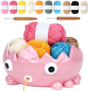 Flame Yarn Bowll for Crocheting and Knitting,Large Capacity Crochet Bowls 10 Bundles of Yarns and 2 Crochet Hooks,Exquisite and Cute Yarn Bowl,Suitable for Crochet Enthusiasts