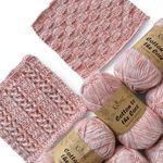 KnitPal Cotton to The Core Speckled Soft Baby Cotton Yarn for Crocheting, 72% Cotton and 28% Acrylic - 3 DK Weight Cotton Acrylic Blend Yarn for Knitting - 6 Skeins, 810yds/300g - Light Peach