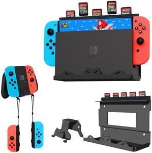 GETYEA Wall Mount for Nintendo Switch/Switch OLED -Steel Switch Wall Mount Kit with 5 Game Card Holder and Joycon Controller Holder,Mounts Nintendo Switch on Wall Near TV