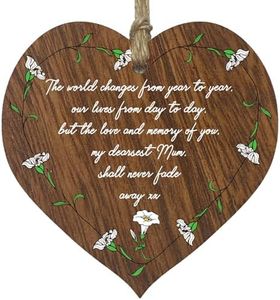 Never Fade Away - Dark Wooden Heart Wood Sign Plaque, Best Memorial Gifts for Lost Mum Presents, In Memory Inspirational Gifts, Thinking of You Gifts to Cheer Someone Up