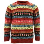 Chunky Wool Knit Abstract Pattern Hippie Jumper Red - L