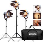 300W Pro Movie Fresnel Tungsten Spotlight Video Lighting Studio Kit with Light Stand and Tripod Bag, for Studio YouTube Product Photography Microfilm Shooting, Three Sets