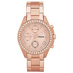 Fossil Chronograph Rose Gold Dial Women Watch ES3352 Stainless Steel, Rose Gold Strap