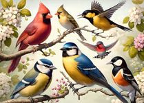 Rocorose 1000 Piece Puzzle for Adults, Colorful Birds and Flowers Puzzle with Exquisite Poster, Challenging Spring Garden Animal Songbirds Cardinals Puzzles Game