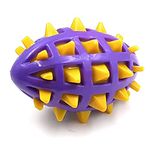 PSK PET MART Spikey Rugby Toy Ball for Dogs | Rubber Squeaky Toy Ball for Dogs | Chew Toy for Dogs | Teething Toy for Puppies (Purple)