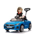 Voupou Push Ride-on Car for Toddlers 1-5, Licensed BMW Z4 Toddler Push Car with Adjustable Push Rod/Horn Music/Silent Wheel, Push Car for Baby Birthday Gift (Blue)