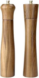 Artmujohn 10 inches Wooden salt and pepper grinder set, Acacia wood handicrafts mills shakers, Refillable spice grinders, Adjustable ceramic rotor grinder,Customize gift mills set (2pcs in box)