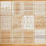 OOTSR 12 PCS Geometric Painting Stencils Set for Craft, 11.4"x8.3" Plastic Art Template for Painting Wood Wall Floor Furniture Canvas Scrapbooking DIY, Reusable Paint Supplies Home Decor