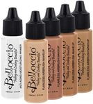 Belloccio Medium Color Shade Foundation Set - Professional Cosmetic Airbrush Makeup in 1/2 oz Bottles