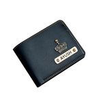 The Unique Gift Studio Men's Leather Wallet - Name Leather Wallet for Mens Customise Printed on Wallet - Black