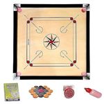 KMT Carrom Board for Kids Free Wooden Coins and Powder Serious Practice Water-Resistant Carrom Board Full Size Best Full Size Pack of 1 for All Ages (Carrom Board) (Beige01)