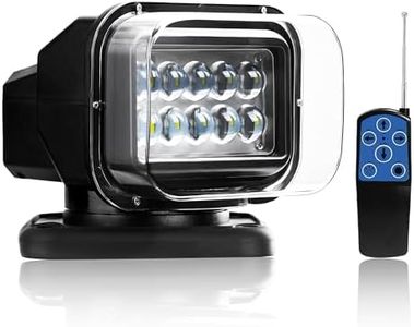 Luxbang Remote Spot Lights for Trucks, Auto-Reset 360 Rotating LED Marine Spotlight for Boat, 6 Strong Magnets Built-in Go Outdoor Search Light for Truck (12V-24V Black)