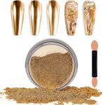 Chrome Nail Powder Kit, Metallic Chrome Powder, Mirror Effect Iridescent Powders Nail Chrome Powder Pigment for Nail Art Decoration Manicure Pedicure Use(0.5g/Jar) (Gold)