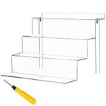 4 Tier Acrylic Display Stand Riser Shelf 9 x 6 Inch Clear Risers Perfume Stand for Tier Tiered Decoration and Organize Step Cupcakes Table Cabinet Countertops Collectibles