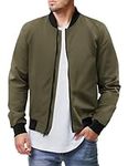 COOFANDY Men's Bomber Jacket Windbreaker Jacket Fall Winter Front Zip Jackets Coat Army Green XXL