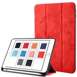 DuraSafe Cases for iPad Mini 5th Gen 2019 7.9 Inch [ Mini 5 ] A2133 A2124 A2126 MUXH2HN/A MUXF2HN/A MUXG2HN/A Protective Durable Shock Proof TPU Silicone Back Case with Pencil Holder - Denium Red