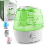 Zulay Home Cool Mist Humidifiers For Bedroom (2.2L Water Tank) - Quiet Ultrasonic Humidifiers For Large Room with Auto Shutoff Feature - Air Humidifier For Plants, Nursery, Kids Room (Green)