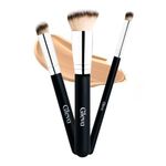 Gleva 3 Pcs Foundation Concealer Brushes Set, Under Eye Mini Angled Brush, Small Makeup Foundation Brushes Blending Liquid Cream Or Flawless Powder Cosmetics Buffing Kabuki Brushes