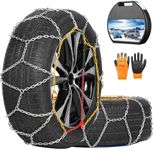 COCO BIRD Snow Chains, Wear-Resistant High Carbon Steel Anti Slip Tire Chain for Passenger Cars, Pickups, and SUVs, Set of 2 (KN110)