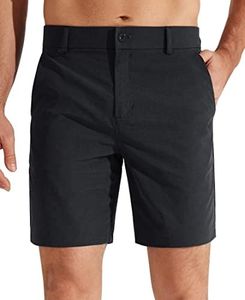 Libin Men's Golf Shorts 7" Work Dress Shorts Casual Hybrid Flat Front Shorts Lightweight Quick Dry, Black, Size 34