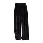 Womens Flannel Pajama Pants,Casual Fuzzy Pj Pants Winter Drawstring Plush Pajama Pants Comfort Home Cute Fleece Pant, 01-black, 3X-Large