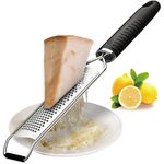 Parmesan Cheese Grater, Zester Grater Ideal for Grating Fine Parmesan Cheese, Lemon, Gingers, Garlic. Hand Grater Sharp Wide Stainless Steel, Dishwasher Safe, TPR Soft Handle