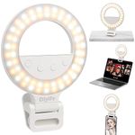 Diyife Selfie Ring Light, [360° Rotation] Rechargeable 1000mAh 3-9h Working Time Ring Light for Phone, 60 Led 10 Brightness Levels, Phone Light Clip on Laptop for Selfie, Vlog, Makeup, Live Streaming