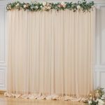 PARTISKY 10x10ft Champagne Tulle Backdrop Curtain for Parites, Sheer Backdrop Curtains for Wedding Baby Shower Birthday Party Photo Shoot Decorations