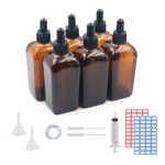 Glass Dropper Bottles 100ml,6 Pack Amber Glass Bottle with Dropper Pipettes for Essential Oils DIY Beauty Massage Perfumery Aromatherapy Laboratory (100ml)