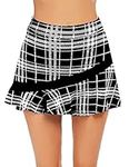 Ekouaer Tennis Skirts for Women Pleated Athletic Golf Skorts Skirt with Shorts Pockets Lightweight Running Workout Skirt, Black Plaid, Large