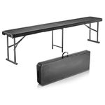 VEVOR Plastic, 6 FT Portable Folding, Smooth HDPE Waterproof Outdoor Bench, Picnic Camping Dining Seat with Carrying Handle, for Garden Soccer Entertaining Activity, Black (1 Pack)