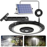 FabStyl Solar Shed Light, Solar Pendant Light Indoor Outdoor Motion Sensor, 3000LM Rotation Design Waterproof Solar Lights, Dimmable Remote for Barn Patio Chicken Coop Gazebo Garage, Cool White