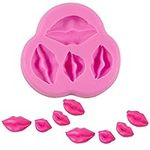 3D Fondant Candy Silicone Mold Homemade Cartoon Cake Kiss Lips Shape Mold 4-Cavity Chocolate Biscuit Baking Pans Soap Making Trays Baking Tool for DIY Wax Melt Moulds Party Wedding Cake Decoration