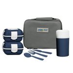 Pinnacle Paloma Lunch Kit - 2 * 500ML Stainless Steel Insulated Lunch Box, 600ML Bottle, Cutlery & Insulated Bag |Leak-Proof Lunch Box Set | Ideal for School, Office, Outdoor, and Gifting |BPA Free