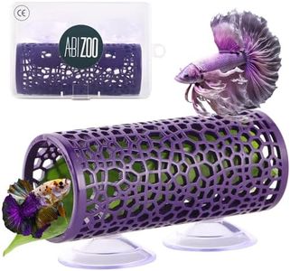 Abizoo Betta cave,Purple Betta Fish Tunnel with Holes for Small Fish Shrimp Habitat Betta Toys Shelter Hideaway Betta Hammock Tube House Betta Fish Tank Decorations Put Plants,Moss Aquarium Ornament