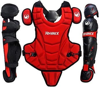 PHINIX Catcher Chest Protector and Leg Guards,.Recommended for ages 9-12 (Red)