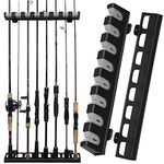 THKFISH Fishing Rod Holders Fishing Rod Rack Wall Mount Vertical Fishing Pole Holders for Garage Room, Boats Store 8 Fishing Rod Combos,1pair grey