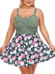Summer Mae Women's Plus Size Two Piece Swimdress with Short Flowy Tankini Swimsuit Dress Bathing Suit Rose Blossom 18 Plus