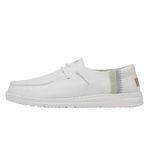 Hey Dude Women's Wendy Linen | Women’s Shoes | Women’s Lace Up Loafers | Comfortable & Light-Weight, Linen Natural White, 11