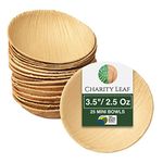 Charity Leaf Disposable Palm Leaf 3.5" Round Mini Bowl (25 pcs) Dipping Bowls | Bamboo Like| All Natural and Biodegradable | Charcuterie Boards, BBQs, and Parties