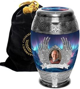 Aurora Borealis Cremation Urn for Ashes Adult Male & Female Personalized Urns for Human Ashes Female Male Mom Dad Decorative Urns Handcrafted (Northern Aurora - Engraved Angel, Extra Large)