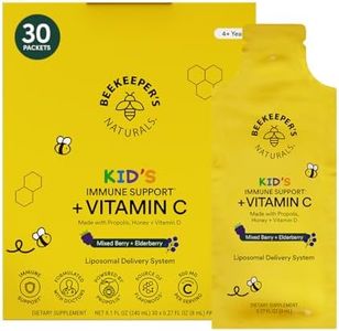 Beekeeper's Naturals Kid's Immune Liposomal Vitamin C, 500 mg Vitamin C, Elderberry, Vitamin D, Propolis & Honey, Kid-Friendly Immune Support - Mixed Berry Flavor, Easy to Use, Bioavailable, 30 Ct