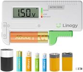 Linogy Digital Battery Tester for AA AAA C D 9V Coin Cell Batteries, Easy-to-Read Voltage & Status Display, No Extra Setup