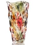 Glass Vase for Flowers, Large Tall Crystal Coloured Flower Vases for Decorations, Modern Personalised Ornaments for Living Room Dining Bedroom Home Decor Accessories Christmas Birthday Gifts for Women