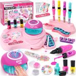 Kids Nail Polish Sets for Girls Gifts 6 7 8 9 10 Years Old Nail Art Kit with 3-in-1 Nail Pen Nail Dryer Peel off Nail Varnish Nail Salon Pamper Set Birthday Presents Girls Toys Age 8-12