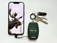 Pulse EMERGENCY Key Ring Mini Power Bank - 2000mah battery charger; small, portable, light, compact, cute with built in output cables for iPhone and Android (eg Samsung) devices/phones (Hunters Green)