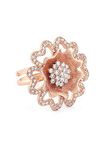 ZAVERI PEARLS Rose Gold Dazzling Cubic Zirconia Flower Party Bling Brass Adjustable Finger Ring-ZPFK16198